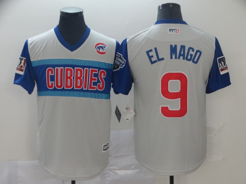 Men Chicago Cubs #9 El Mago white blue throwback MLB Jerseys